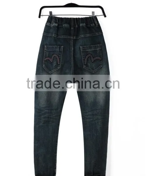 Top 10 Jeans Two Color PU Tape Funky Wholesale Kids High Waist Jeans With Elastic photo-2