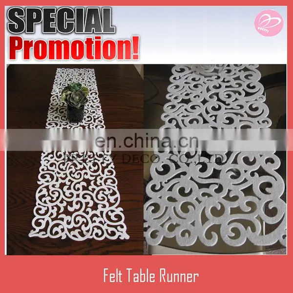 White Color Flower Laser Cut Felt Table Runner,bar Runner