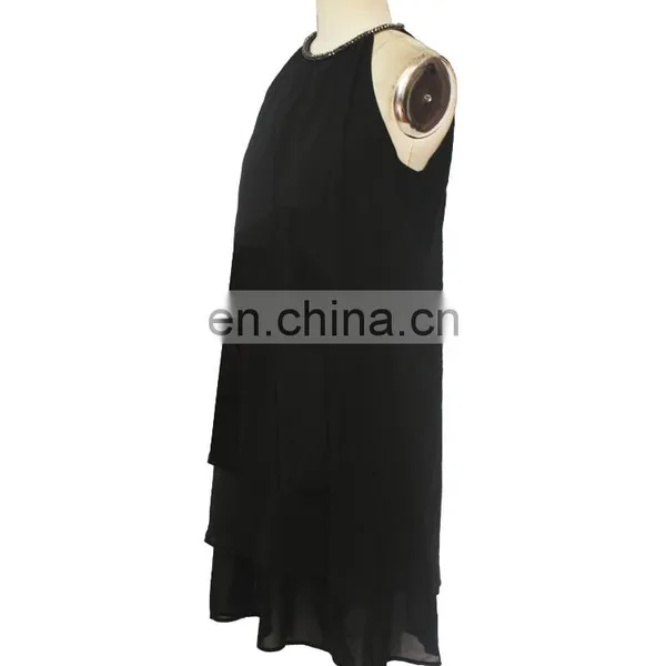 Woman Stylelish Neck Round Solid Black Two Piece Chiffon Blouse photo-5