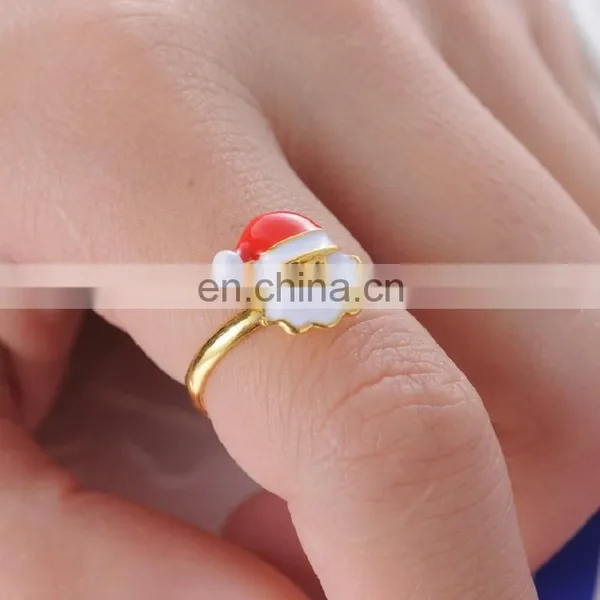 Latest Gold Finger Ring Designs Lovely Adjustable Christmas Santa Claus Ring photo-3