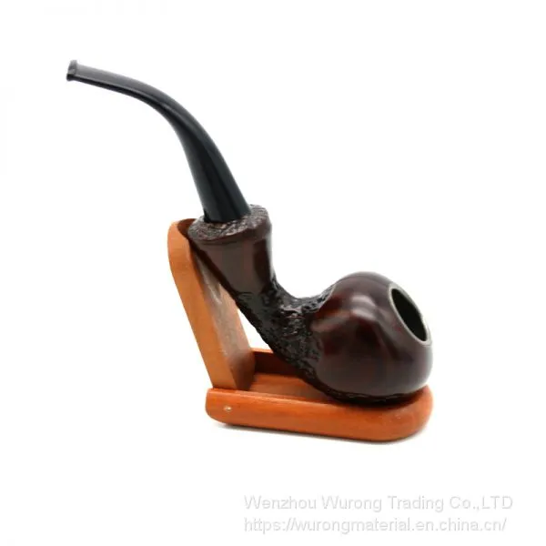 160mm Length Wooden Resin Short Tobacco Pipe With Small Red Bending Head for Smoking photo-4