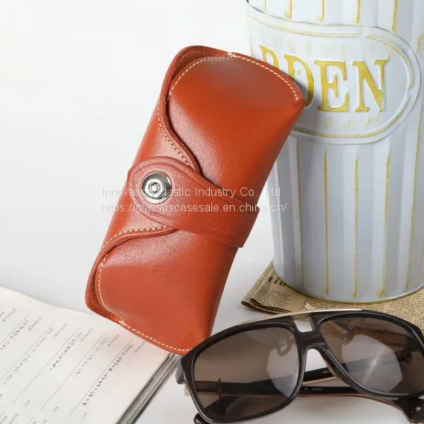 Hand-made 100% Purity Leather Eyeglasses Case; Vintage, Crush-resistant Glasses Case photo-3