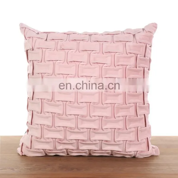 Fashion Soft Hand Home Decor Sofa Wrinkle Velvet Pink Cushion photo-2