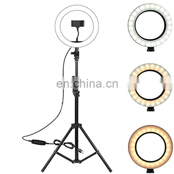 Hot Selling Adjustable 10 Inch 26 Selfie Ring Light Photography 3 Colors Led Ring Light With Tripod Stand photo-2