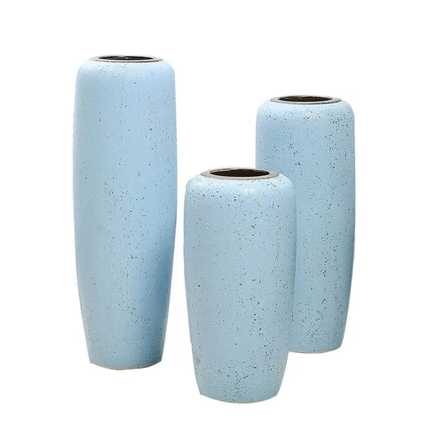 Nordic Fresh Hand Made Large Blue Ceramic Vase For Hotel Office Home Decor photo-5