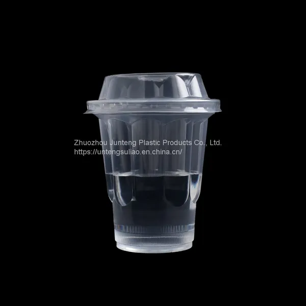 Disposable Milk Tea Cup Flower Shape Ice Cream 320ml Clear pp Plastic Cup With Lid