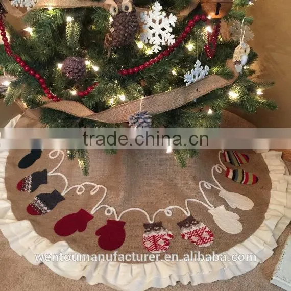 Burlap Christmas Tree Skirt Mitten Tree Skirt Ruffled Tree Skirt