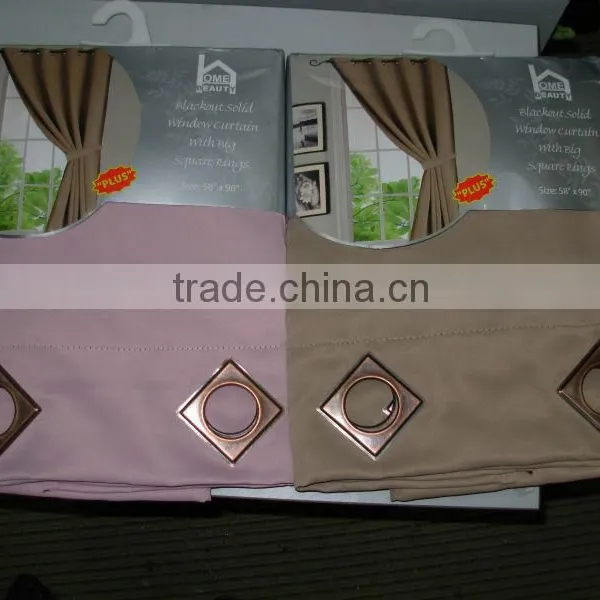 BLACKOUT SOLID WINDOW CURTAIN WITH BIG SQUARE RINGS photo-2