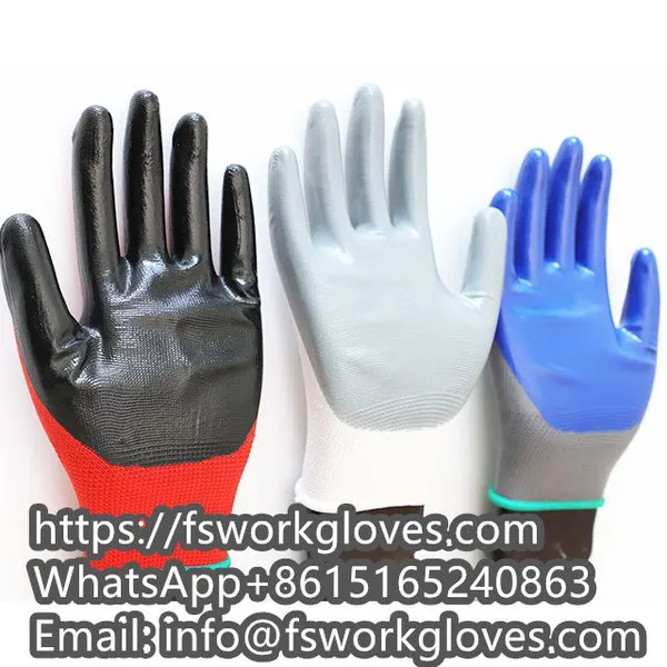Factory Wholesale 13 Gauge Nylon/polyester Knit Smooth Palm Nitrile Coated Gloves photo-2
