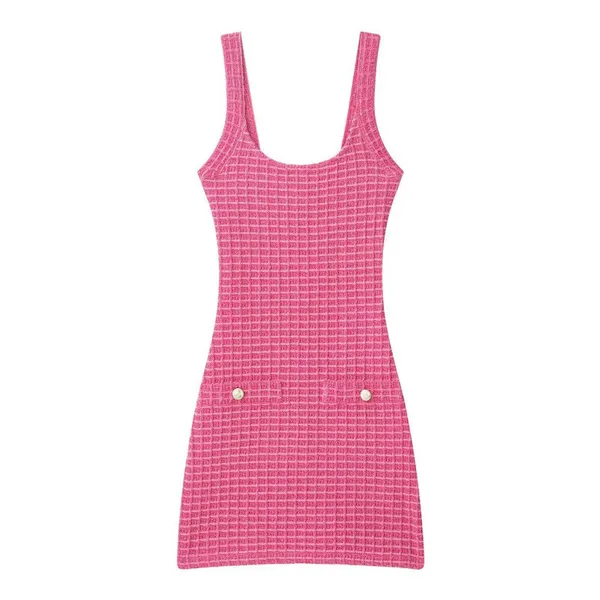 Women's Dress Stretch Knit Button-Detail Spaghetti Strap Short Dress