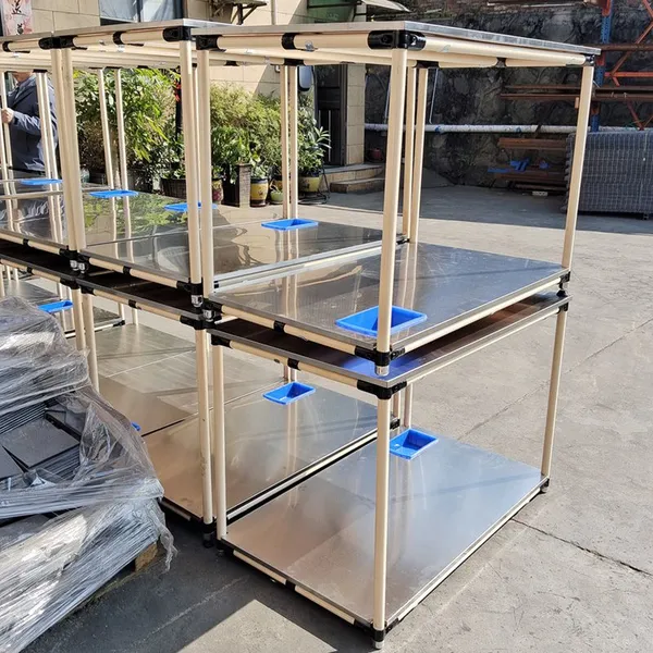 Lean Tube Turnover Cart, Flexible Assembly Line Side Trolley for Small Parts Transfer in Electronic Workshops photo-4