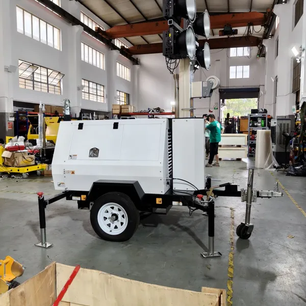 7m Manual Crank Lifting Mobile Lighting Tower With Diesel Generator Set for Construction Mining Road Works photo-2