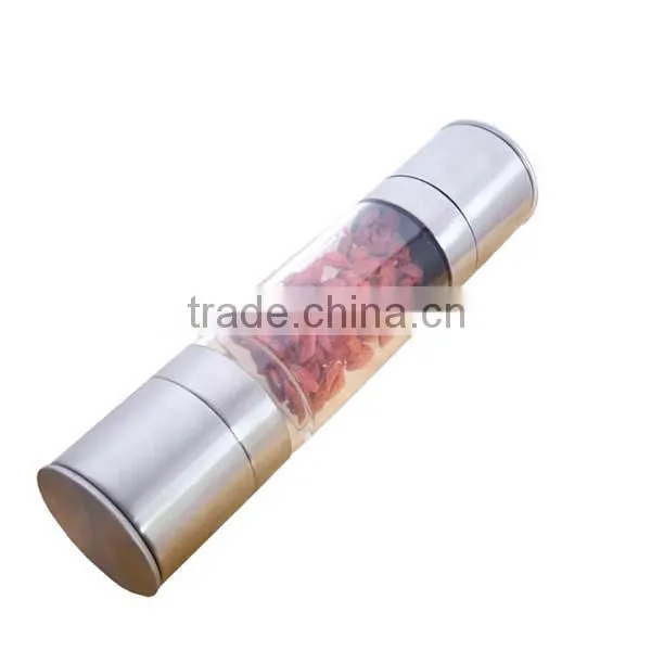 High Quality Double End Mill Salt and Pepper Grinder Brushed Tainless Steel Salt & Pepper Mill Set 2 in 1,manual Coffee Grinder photo-6