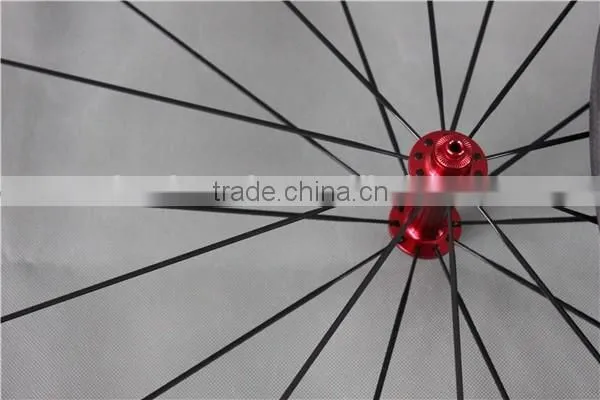 Full Carbon Fiber Road Bike Wheelset Red R13 Hubs Carbon Bike Wheels W56T photo-5