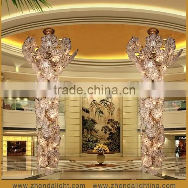 Large Villa Hotel Lobby Decorative Tree Shape Glass LED Light Pendant Chandelier photo-2