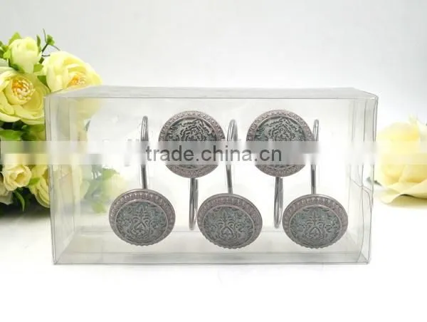 Semi Sphere White and Black Stripe Polyresin Bathroom Shower Curtain Hooks photo-4