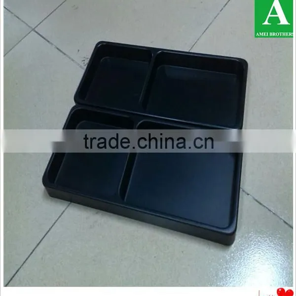 Custom Black ps Thick Compartments Hotel Tray