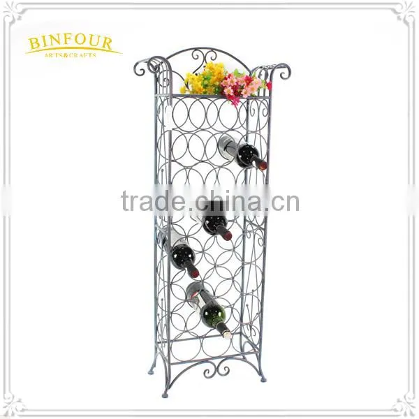 Wrought Iron Tall Metal Wine Rack Metal Wall Mounted Wine Rack photo-5