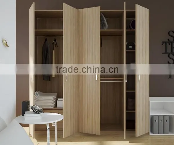 Modern Simple Wood Grain Melamine Bedroom Wardrobe photo-3