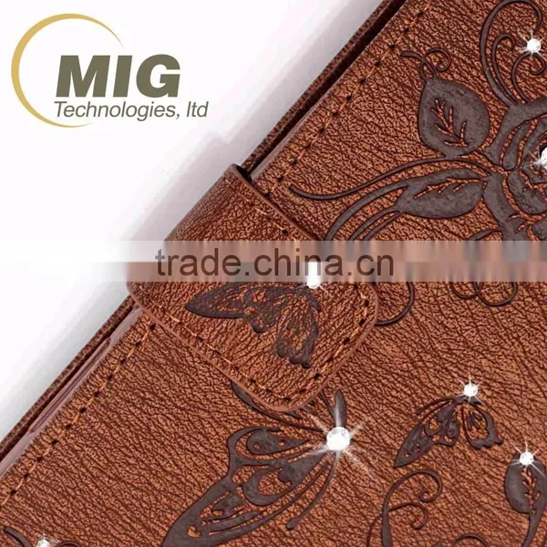 Diamond Butterfly Wallet Leather Stand Phone Case Cover With Strap, PU Leather Case With Inside TPU for Samsung s7 photo-6