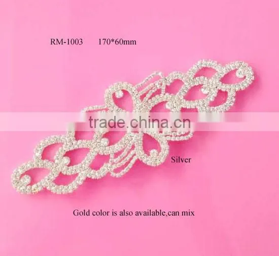 Beaded Applique Wholesale Bridal Rhinestone Appliques for Wedding Dresses(RM-1003)