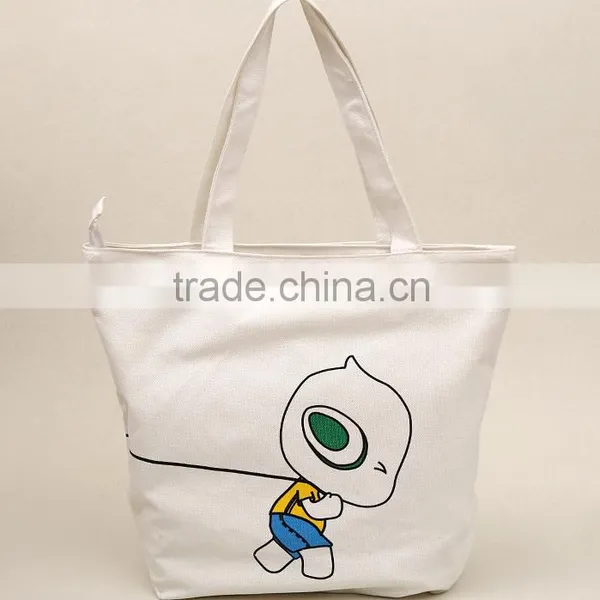 White Cotton Bag Shopping Bag Long Handle Canvas Bag With Logo Printing