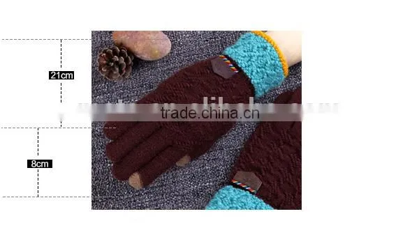 Hotsale Premium Woolen Yarn Knitted Contrast Color Touch Screen Gloves For Boys photo-2