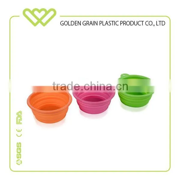 Hot Selling Wholesale Promotional Plastic Camping/Picnic Silicone Folded Bowl