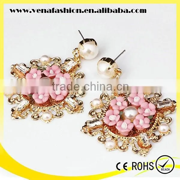 Instock Enamel Beads Soft Ceramic Shaped Flower Earring photo-6