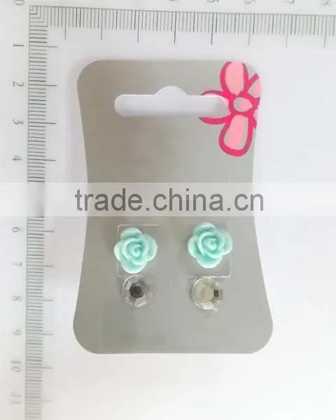 Lovely Acrylic Rose Flower and Hexagonal Glass Earring Set for Children photo-2