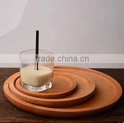 Round Wooden Eco-friendly Fruit Tray, Kids Dinner Plate ,Western Food Storage Tray photo-2
