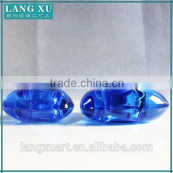 LX-Z010 Valentine's Day Gift Blue Color Bling Crystal Glass Heart Shape Tealight Candle Holder photo-4