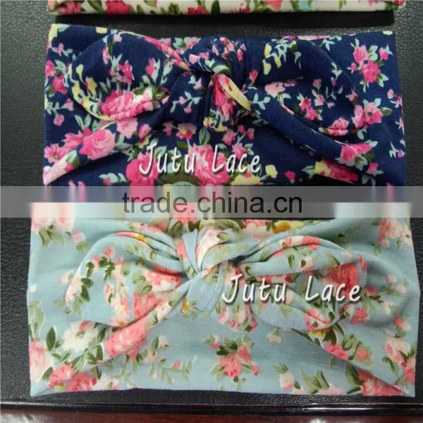 Fancy Cotton Fabric Wide Headware - Fashion Stretch Knited Headwraps -floral Custom Printed Elastic Headbands photo-4