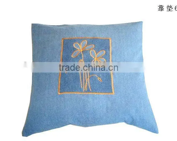 Demim Cushion Cover With Embroidery