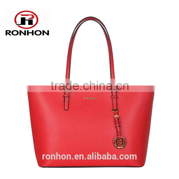 Lady Tote PU Leather Bag With Golden Metal Ornamental photo-4