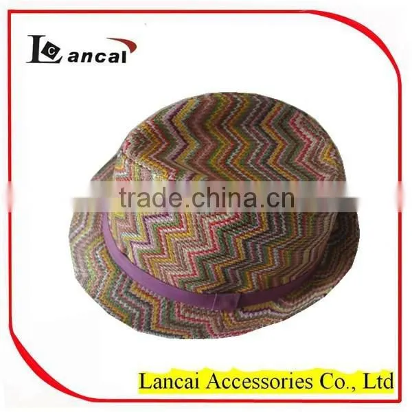 2016 Wholesale Colourful Zigzag Straw Mens' Trilby