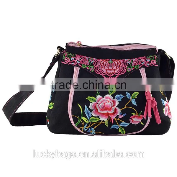 Embroidery Shoulder Bag/messenger Bag Canvas 2016 New Peony Flower Shoulder Bag Women