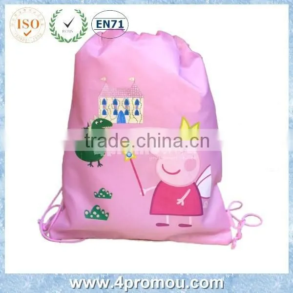 Pig Kid Drawstring Bag for Back to School Blue Color photo-4