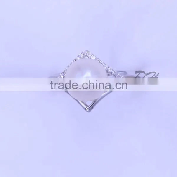 Cheap Rhinestone Freshwater Flat Pearl Ring Wholesale Price photo-2