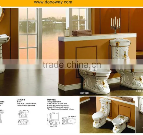 Hot Sale Bathroom Ceramics Decorated Color Two Piece Toilet photo-3