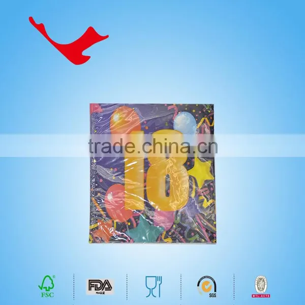 40*40cm,1/4 Folded Printed Tissue Paper Napkin Towel for Brithday Day Party photo-4