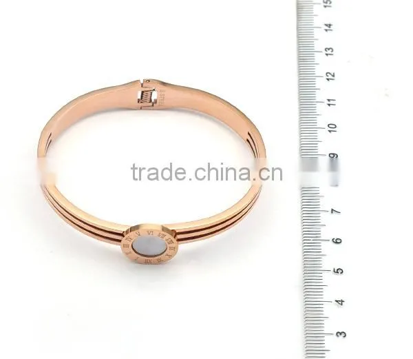 2016 Europe Brand Stainless Steel Two Tone Roman Bangle Vintage Charm Bracelet for Women photo-2