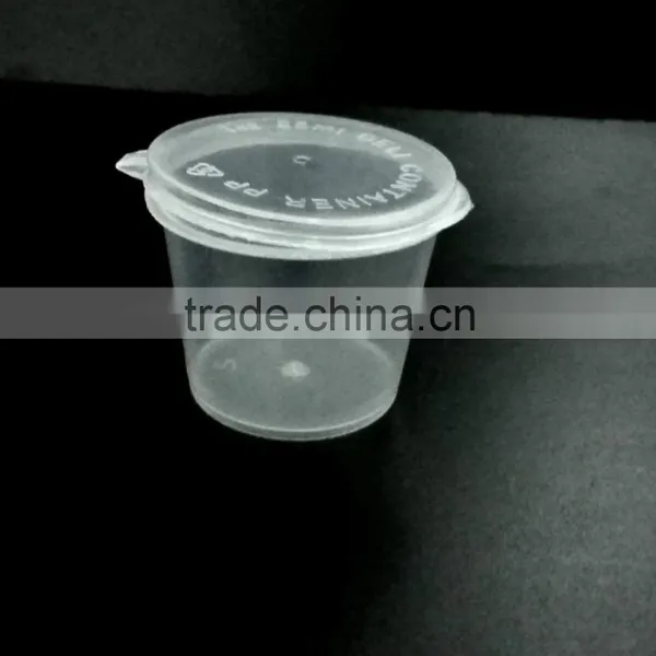 2 oz Hinged Clear Round Plastic Sauce Cups With Lids 50ml photo-5