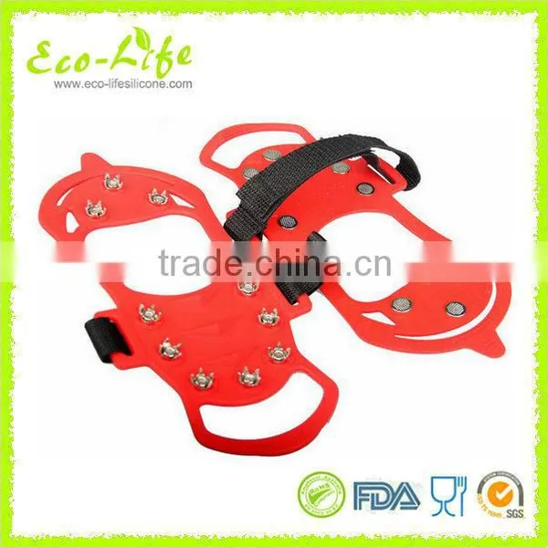 4 Sizes 10 Spikes Silicone Snow Ice Crampons, Anti-skid Shoe Cover for Ice and Snow photo-5