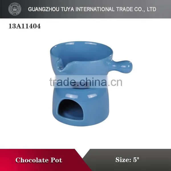 Beautiful Mini Green Stonware Chocolate Fondue Set photo-4