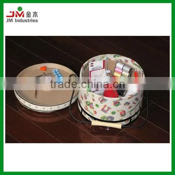 Hardboard Round Sewing Box With Handle photo-2