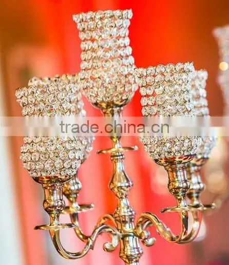 Home Decorations 5 Ball Arms Crystal Candle Holder, Wedding Crystal Centerpiece photo-2