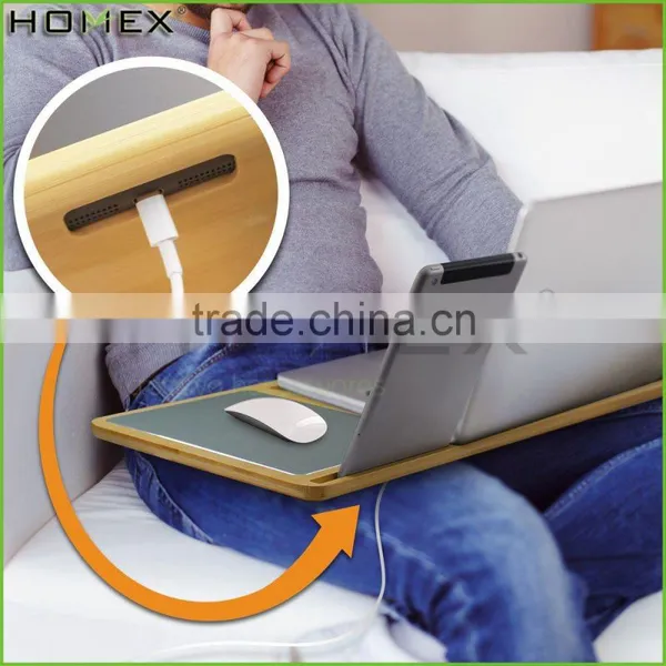 Bamboo Laptop Computer Table Desk With Metal Mouse Pad/Homex_FSC/BSCI Factory