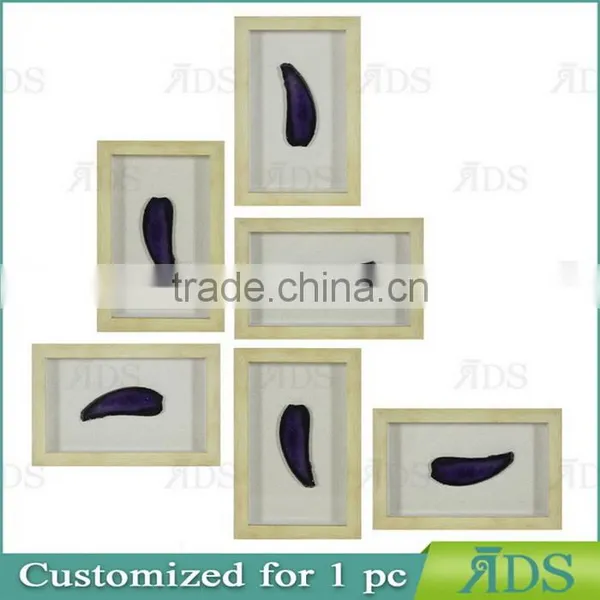 Wooden Shadowbox Frame With Colorful Agate Stone Under Glass photo-6