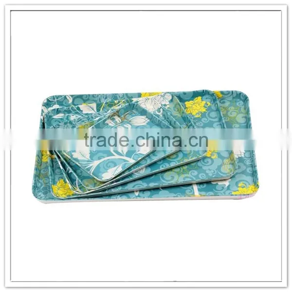 EU Standard Non-slip Plastic Ware for Hotel Handled Cappuccino Printing Rectangular Melamine Coffee Serving Tray photo-3